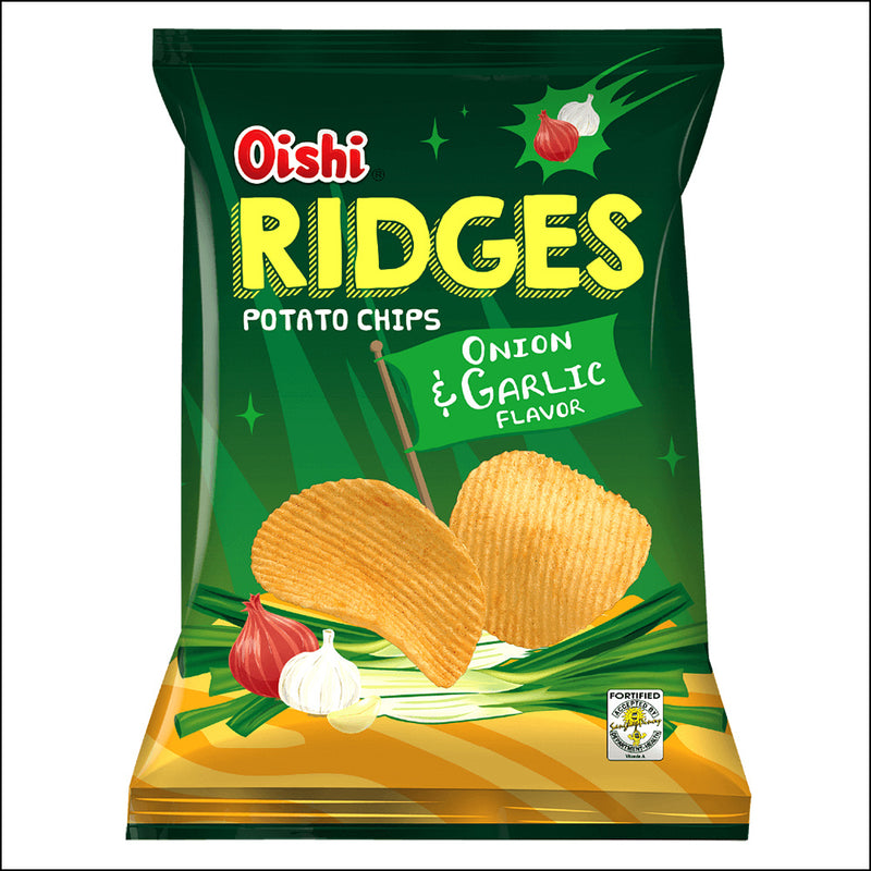 오이쉬 Oishi Ridges potato chips onion garlic 120g