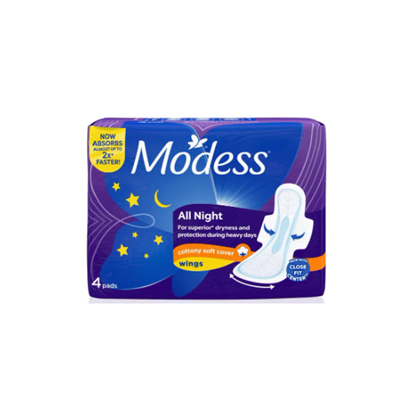 모데스 올나이트 엑스트라 롱 소프트 커버 Modess All Night Extra Long Cottony Soft Cover with Wings | 4pcs